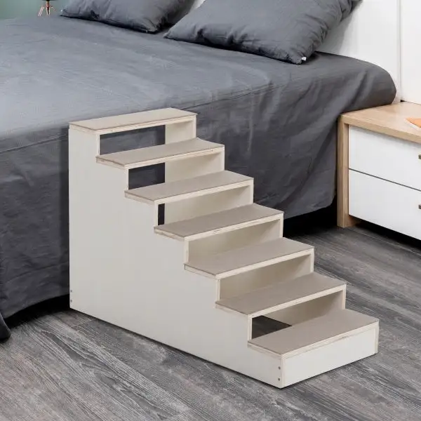Short-legged Dog Climbing Stairs - Natural Wood Color