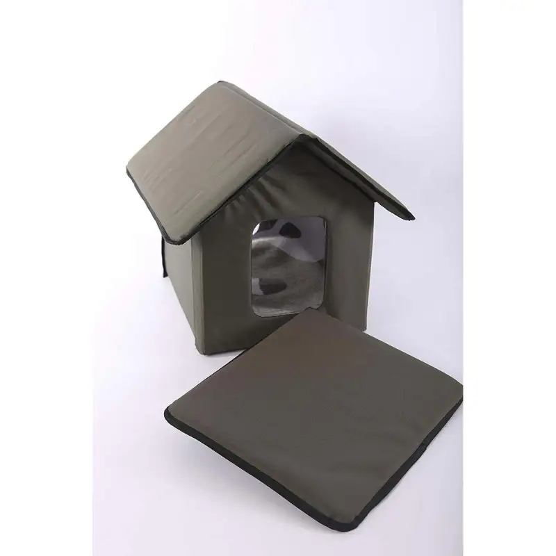 Outdoor Kitty House Cat Shelter (Unheated) Olive/Olive 19 X 22 X 17 Inches