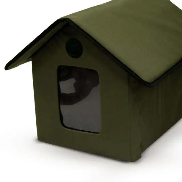 Outdoor Kitty House Cat Shelter (Unheated) Olive/Olive 19 X 22 X 17 Inches