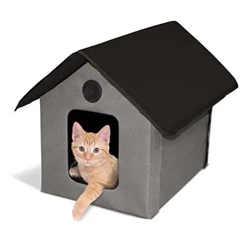 Outdoor Kitty House Cat Shelter (Unheated) Olive/Olive 19 X 22 X 17 Inches
