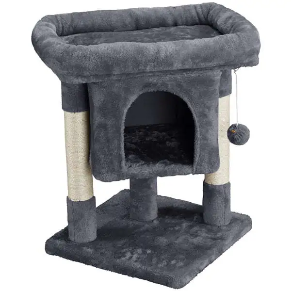 23.5" H 2-Level Cat Tree Condo Tower with Plush Perch