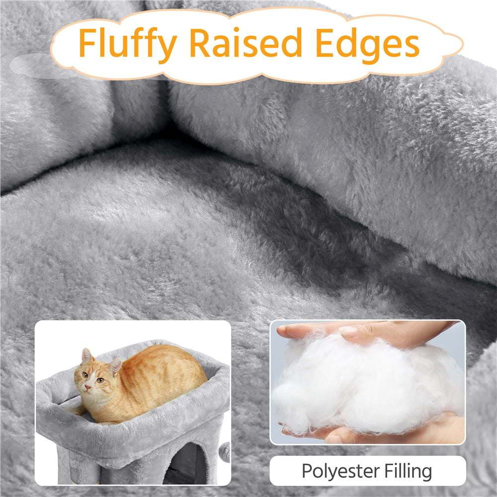 23.5" H 2-Level Cat Tree Condo Tower with Plush Perch, Light Gray