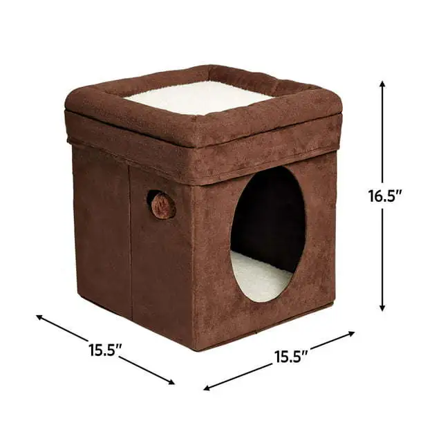 2-Story Cat Cube, Suede Brown