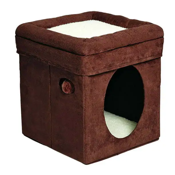 2-Story Cat Cube, Suede Brown