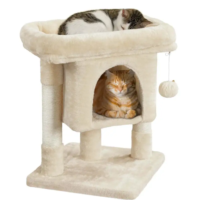 23.5" H 2-Level Cat Tree Condo Tower with Plush Perch