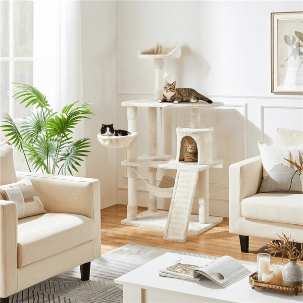 61" Cat Tree with Condo and Scratching Post Tower