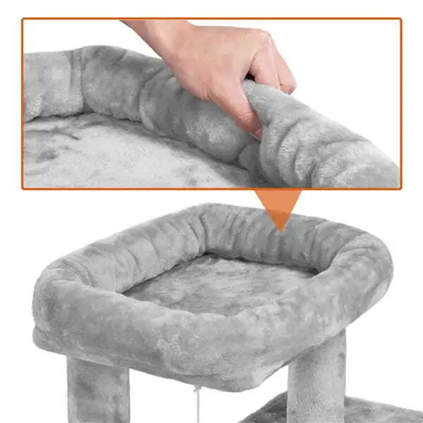 MART 36" Cat Tree with Condo and Scratching Post Tower, Light Gray