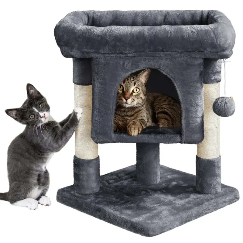 23.5" H 2-Level Cat Tree Condo Tower with Plush Perch
