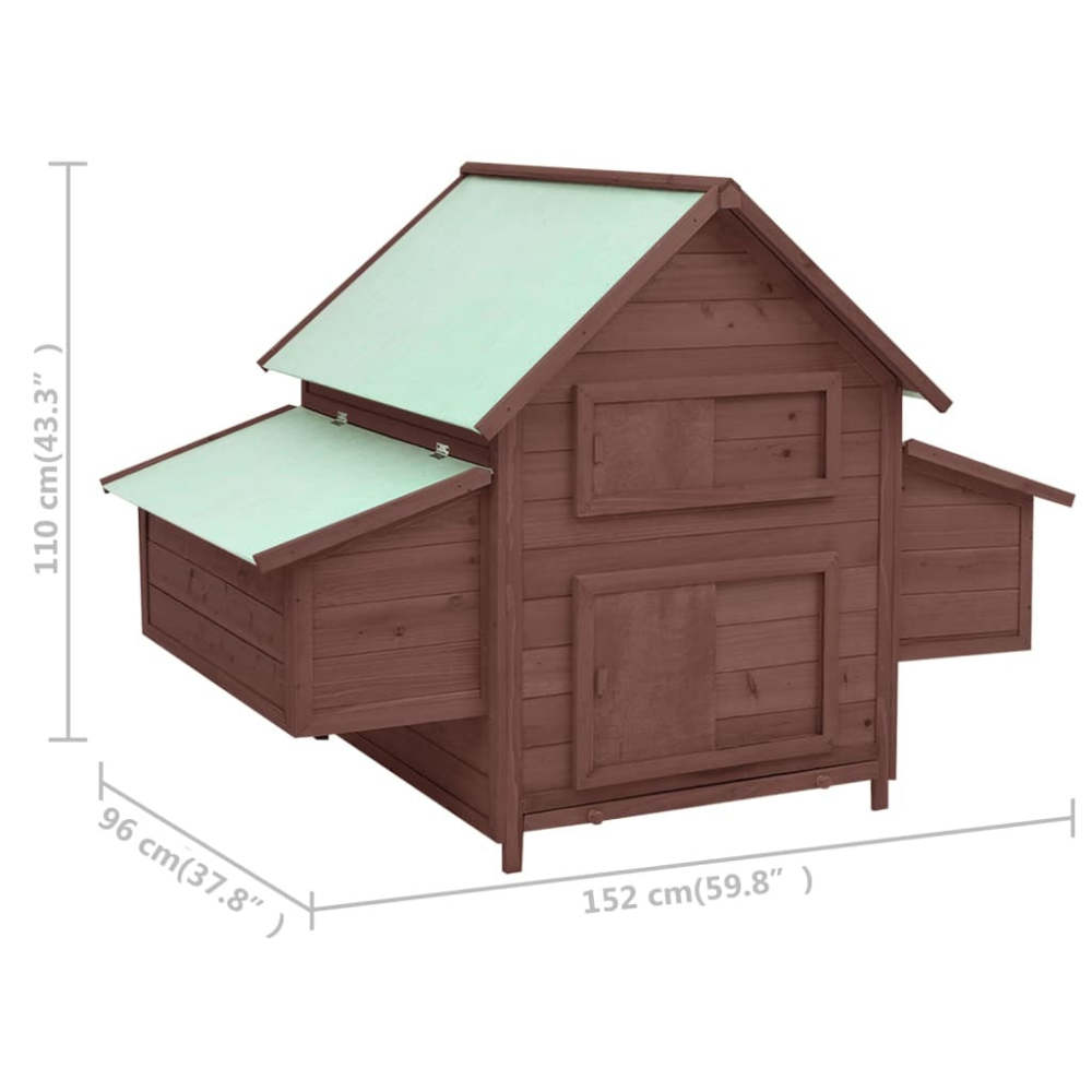 Chicken Coop Mocha and White 59.8"x37.7"x43.3" Solid Firwood