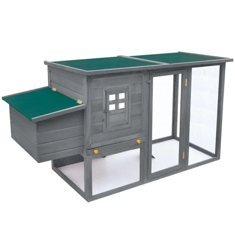 Outdoor Chicken Cage Hen House with 1 Egg Cage Gray Wood