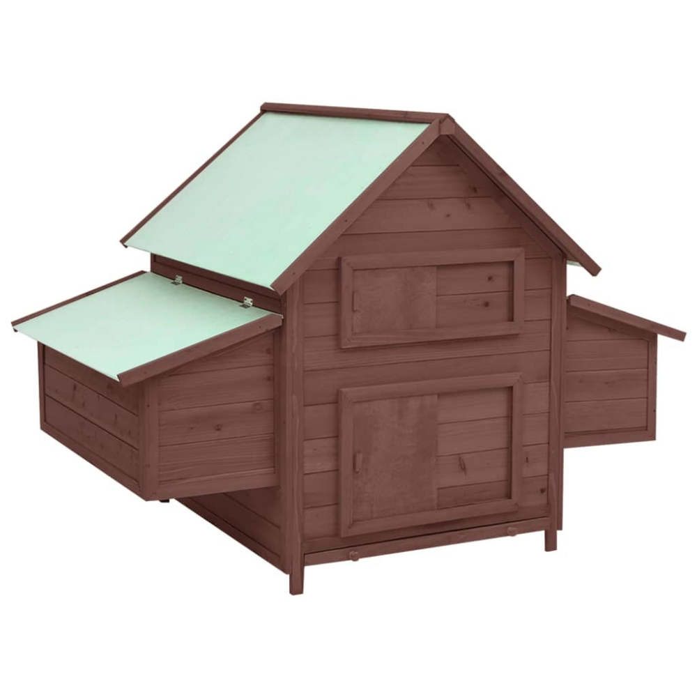 Chicken Coop Mocha and White 59.8"x37.7"x43.3" Solid Firwood