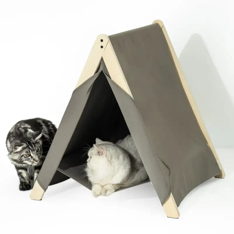 Pet Tent; Cat Tent for Indoor Cats; Wooden Cat House for small Pets; Gray green