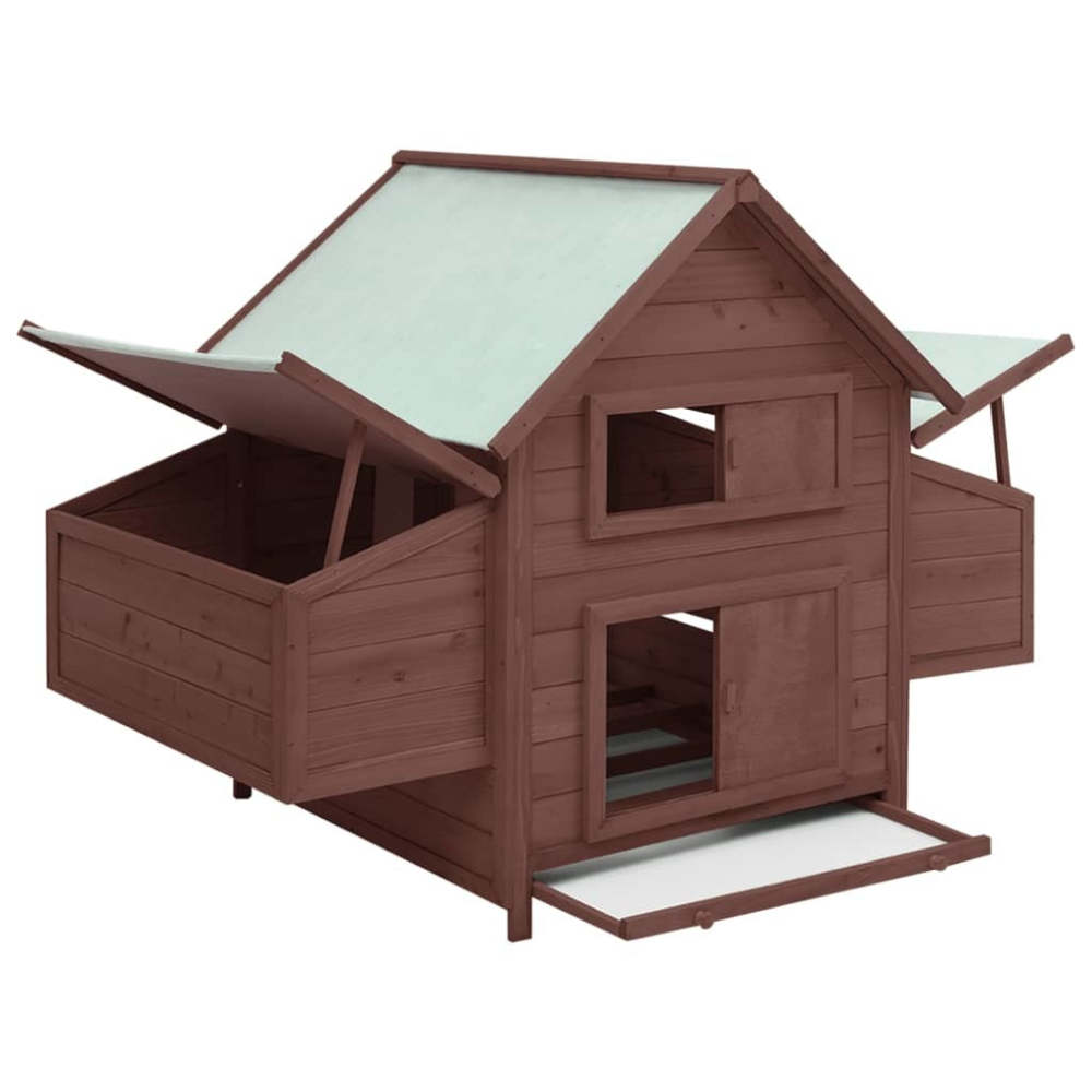 Chicken Coop Mocha and White 59.8"x37.7"x43.3" Solid Firwood