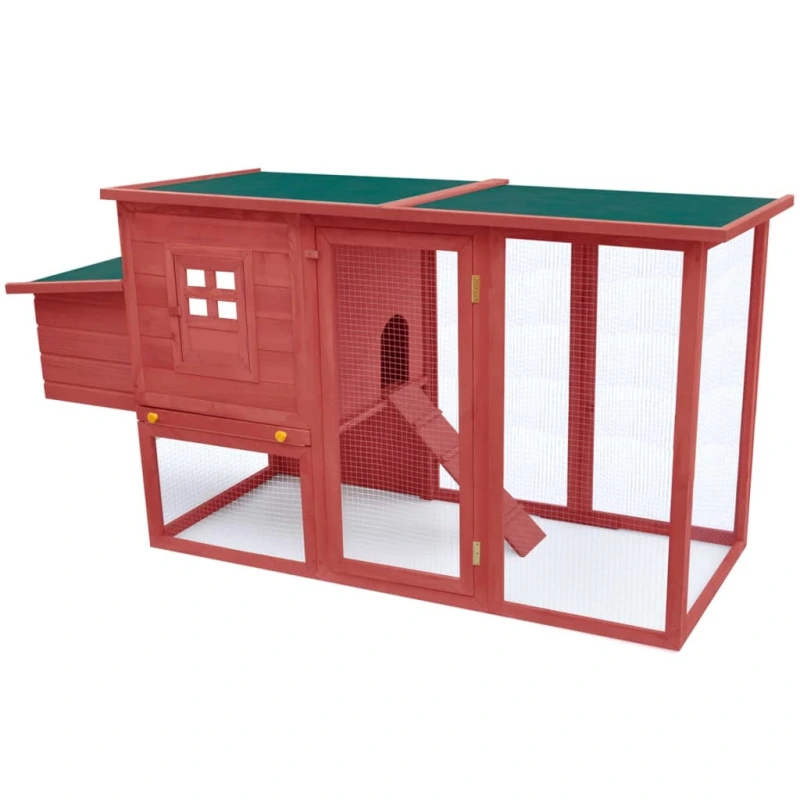 Outdoor Chicken Cage Hen House with 1 Egg Cage Red Wood