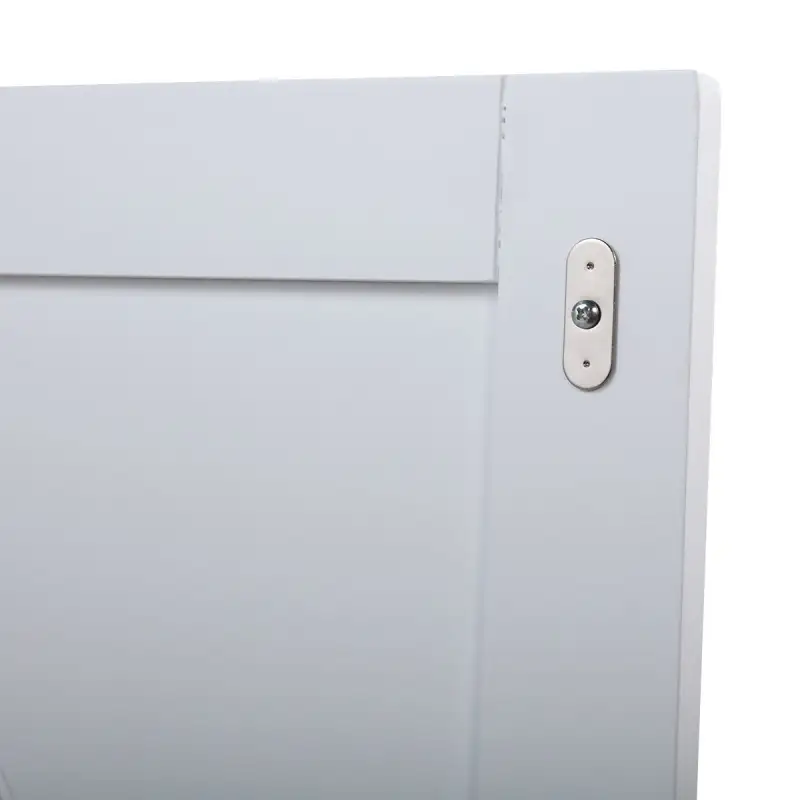 2-Tier Functional Wood Cat Washroom Litter Box Cover with Multiple Vents, a Round Entrance, Openable Door, White XH