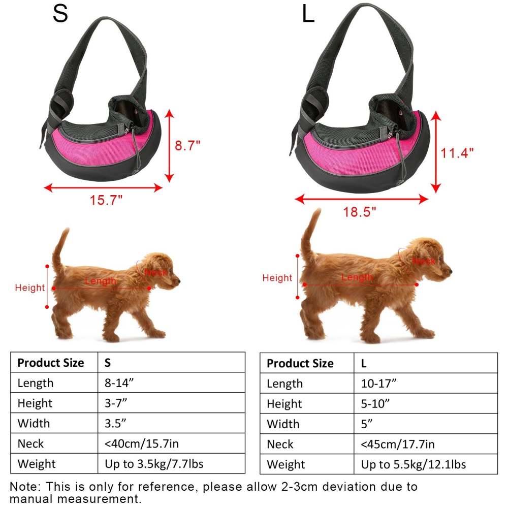 Pet Carrier for Dogs Cats Hand Free Sling Adjustable Padded Strap Tote Bag Breathable Shoulder Bag Carrying Small Dog Cat