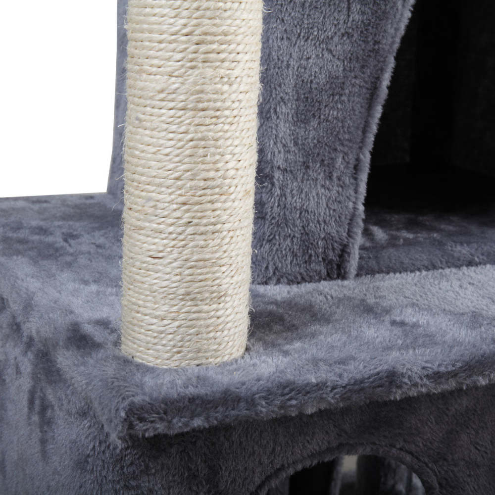 Double-layer cat Tree with cat house and ladder - light gray XH