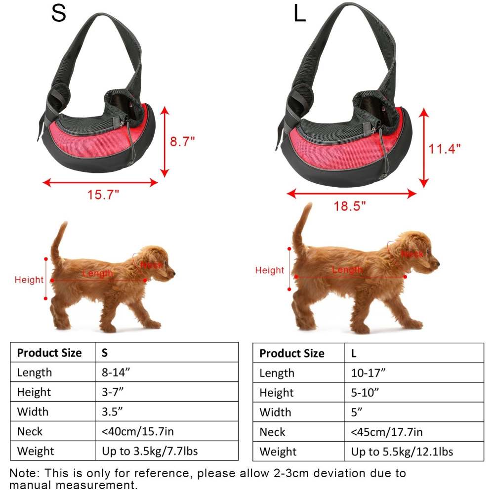 Pet Carrier for Dogs Cats Hand Free Sling Adjustable Padded Strap Tote Bag Breathable Shoulder Bag Carrying Small Dog Cat
