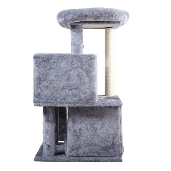 Double-layer cat Tree with cat house and ladder - light gray XH