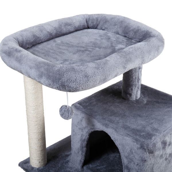 Double-layer cat Tree with cat house and ladder - light gray XH