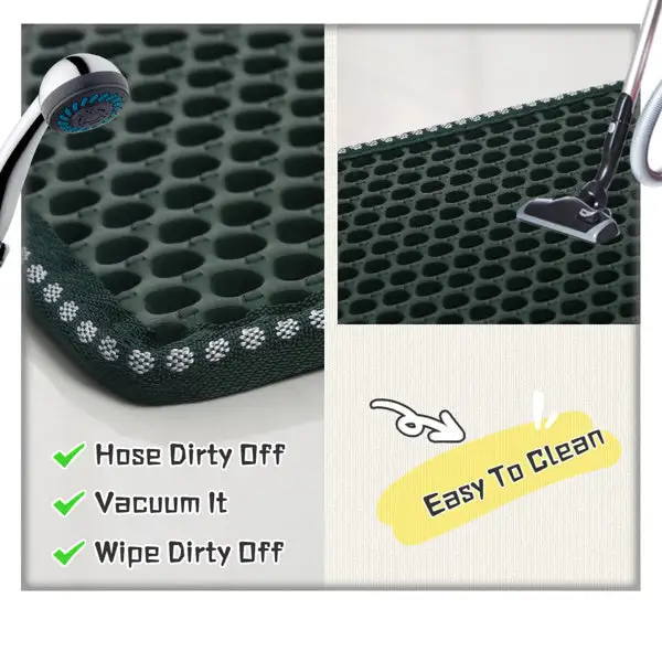 Cat Litter Mat; Kitty Litter Trapping Mat; Double Layer Mats with MiLi Shape Scratching design; Urine Waterproof; Easy Clean; Scatter Control 21" x 14" Green