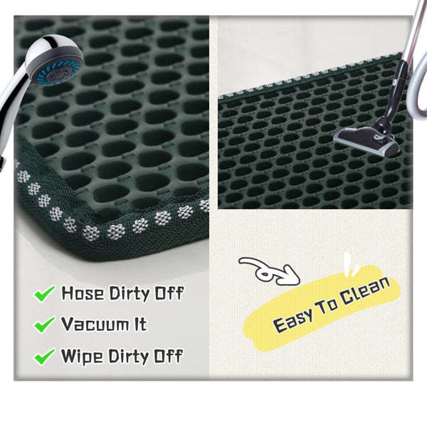 Cat Litter Mat; Kitty Litter Trapping Mat; Double Layer Mats with MiLi Shape Scratching design; Urine Waterproof; Easy Clean; Scatter Control 21" x 14" Green