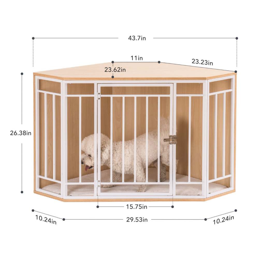 Mewoofun Wooden and Metal Dog House for Small/Medium Dog Crate Furniture Pets
