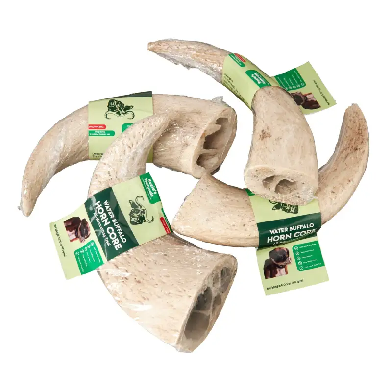 Water Buffalo Horn Core-Horn Inner Part-100% Natural;  High Protein;  Long-Lasting;  Grain-Free;  Gluten-Free;  Low-Fat;  Dog Dental Treats & Chews-2 COUNT-10 oz