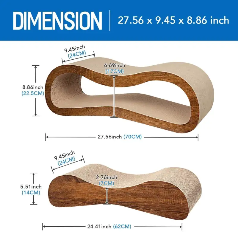 FluffyDream 2 in 1 Cat Scratcher Cardboard Lounge Bed; Cat Scratching Post; Durable Board Pads Prevents Furniture Damage; Large