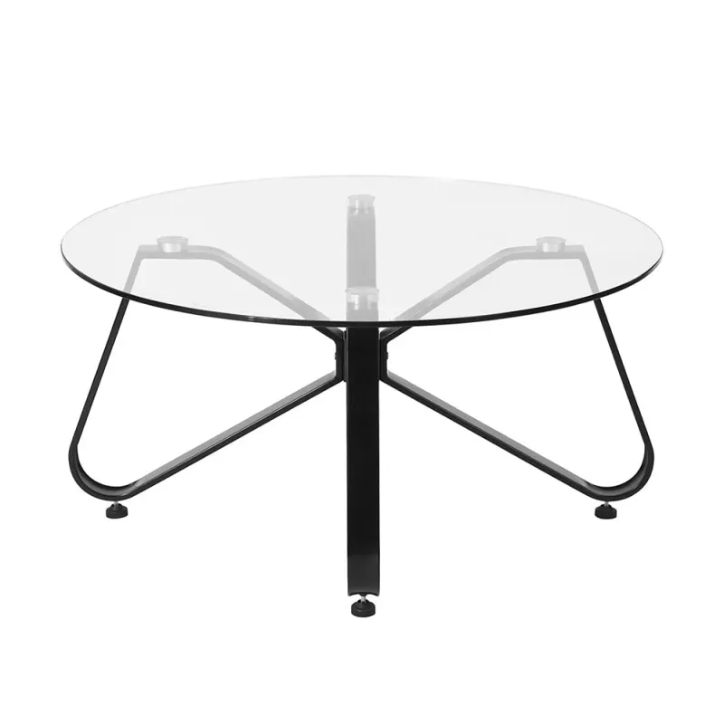 Round Coffee Table for Living Room; 31.5-inch Modern Sofa Side End Table with Tempered Glass Top & Metal Legs; Accent Cocktail Tea Table; 31.5 x 31.5 x 15.6 inches; Black