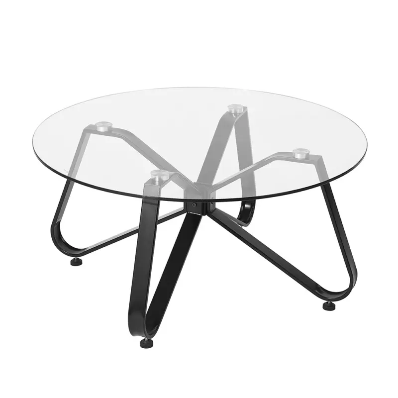 Round Coffee Table for Living Room; 31.5-inch Modern Sofa Side End Table with Tempered Glass Top & Metal Legs; Accent Cocktail Tea Table; 31.5 x 31.5 x 15.6 inches; Black