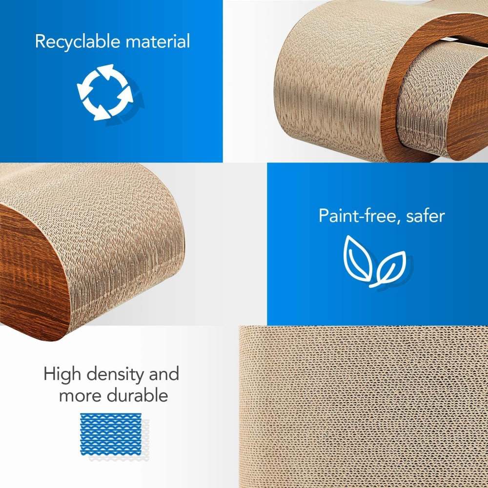 FluffyDream 2 in 1 Cat Scratcher Cardboard Lounge Bed; Cat Scratching Post; Durable Board Pads Prevents Furniture Damage; Large