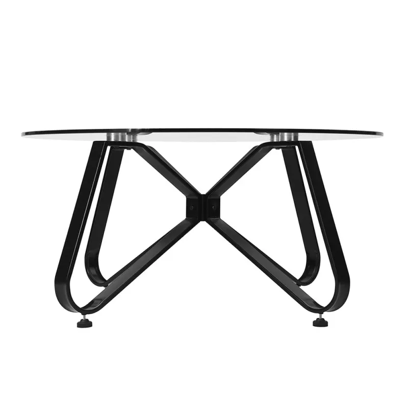 Round Coffee Table for Living Room; 31.5-inch Modern Sofa Side End Table with Tempered Glass Top & Metal Legs; Accent Cocktail Tea Table; 31.5 x 31.5 x 15.6 inches; Black