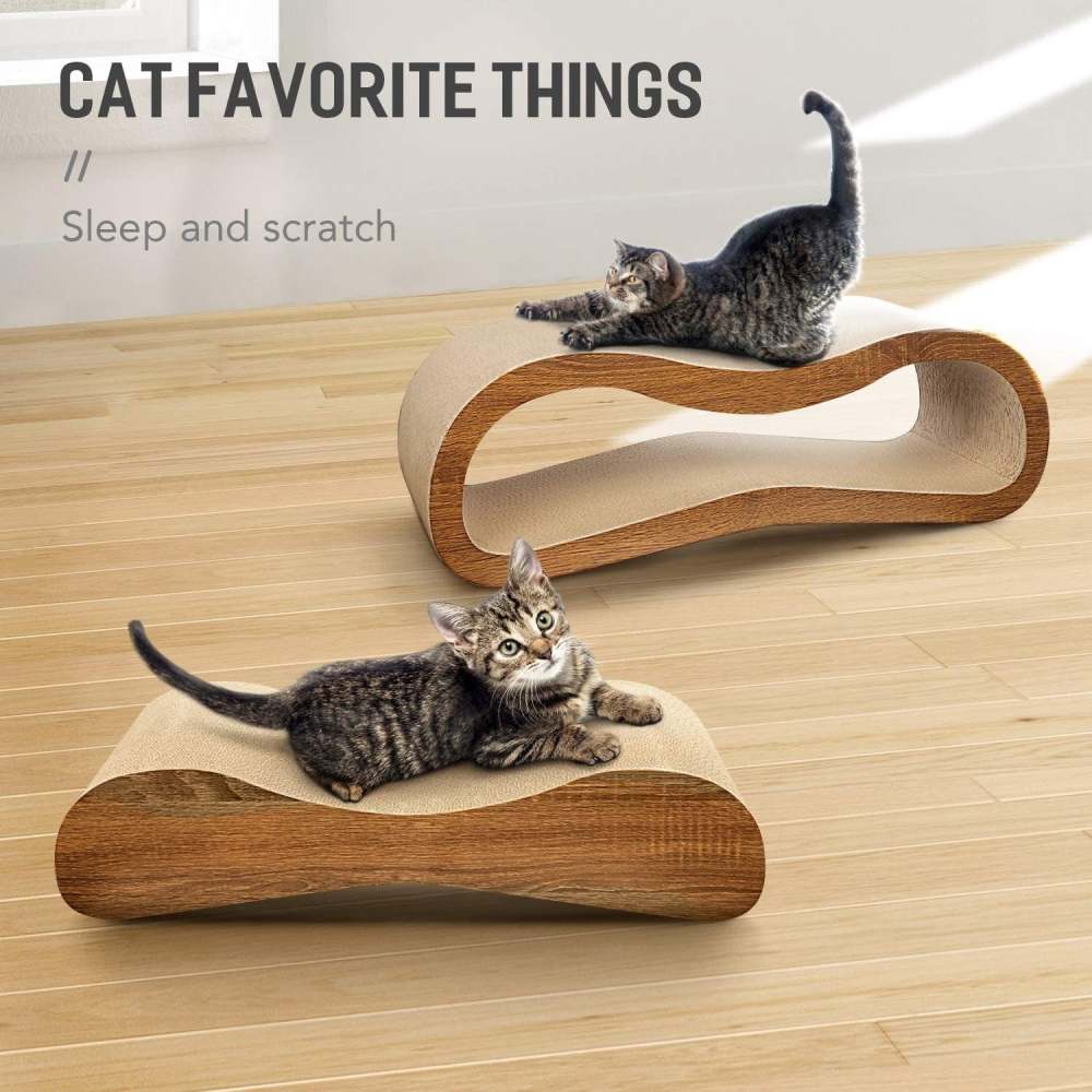FluffyDream 2 in 1 Cat Scratcher Cardboard Lounge Bed; Cat Scratching Post; Durable Board Pads Prevents Furniture Damage; Large