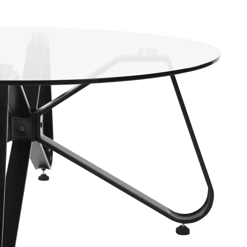 Round Coffee Table for Living Room; 31.5-inch Modern Sofa Side End Table with Tempered Glass Top & Metal Legs; Accent Cocktail Tea Table; 31.5 x 31.5 x 15.6 inches; Black