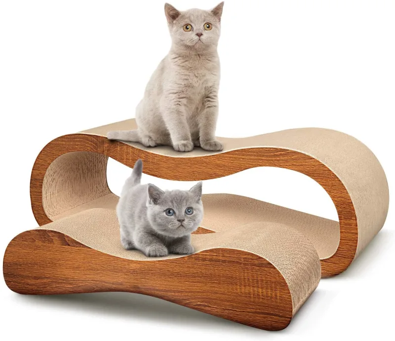 FluffyDream 2 in 1 Cat Scratcher Cardboard Lounge Bed; Cat Scratching Post; Durable Board Pads Prevents Furniture Damage; Large