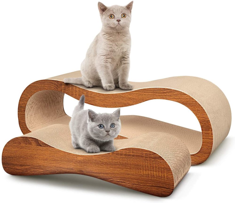 FluffyDream 2 in 1 Cat Scratcher Cardboard Lounge Bed; Cat Scratching Post; Durable Board Pads Prevents Furniture Damage; Large