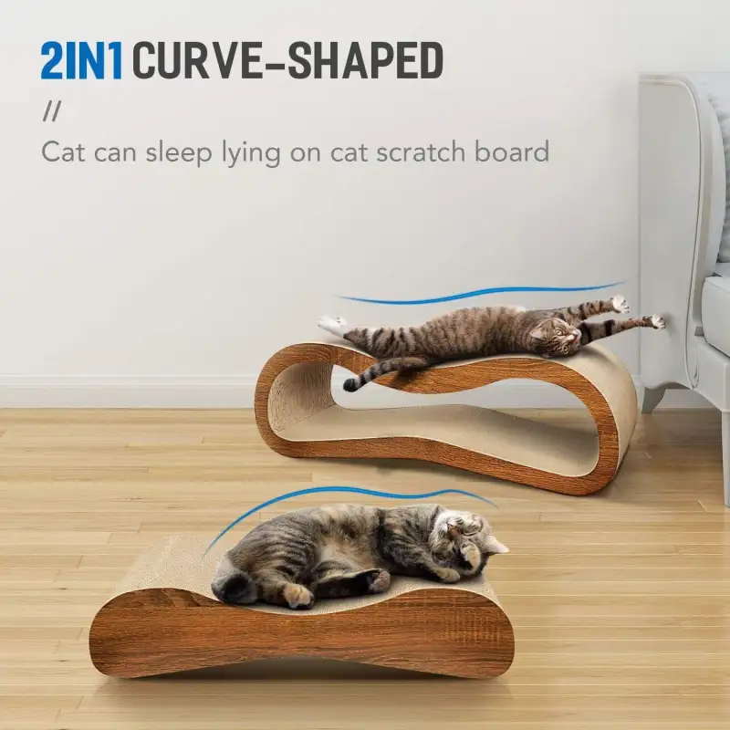 FluffyDream 2 in 1 Cat Scratcher Cardboard Lounge Bed; Cat Scratching Post; Durable Board Pads Prevents Furniture Damage; Large