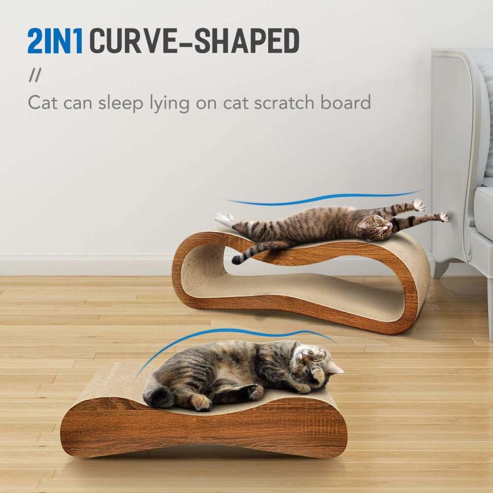 FluffyDream 2 in 1 Cat Scratcher Cardboard Lounge Bed; Cat Scratching Post; Durable Board Pads Prevents Furniture Damage; Large