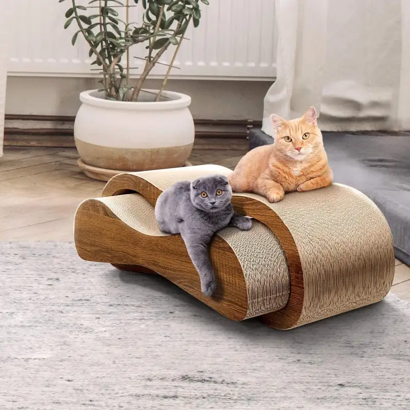 FluffyDream 2 in 1 Cat Scratcher Cardboard Lounge Bed; Cat Scratching Post; Durable Board Pads Prevents Furniture Damage; Large