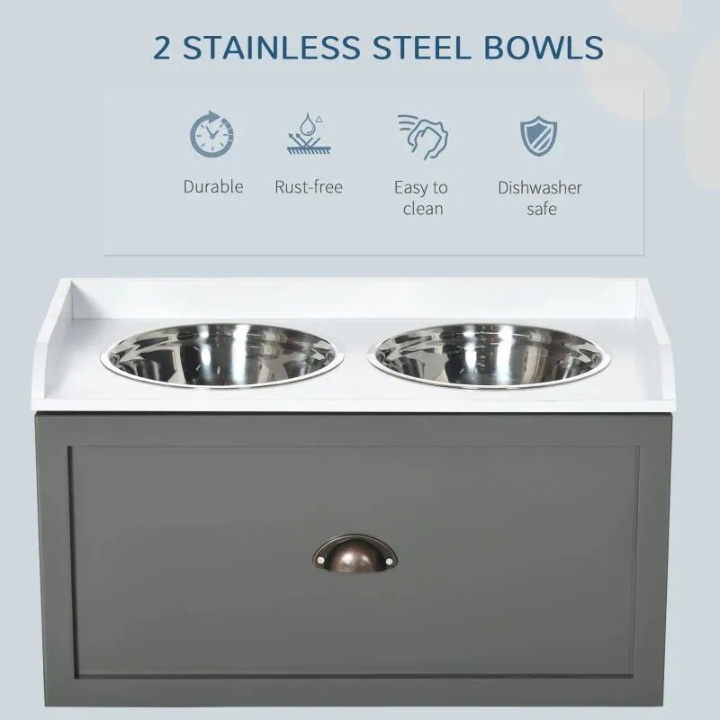 Elevated Dog Bowls Stand with 2 Stainless Steel Bowls