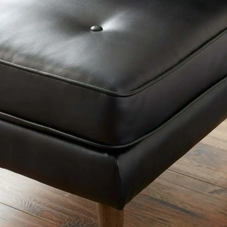 upholstered bench, black faux leather
