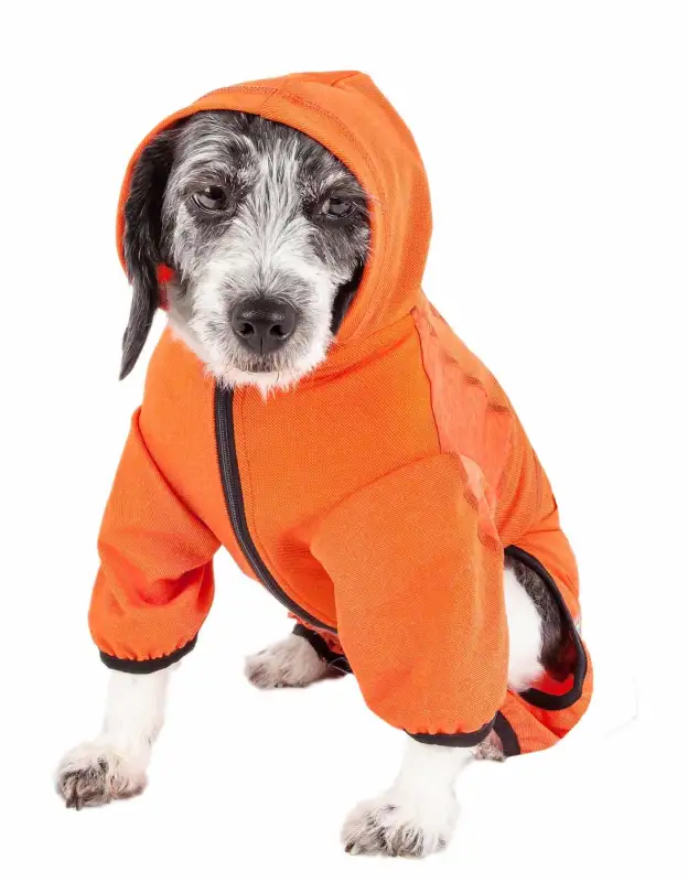 Pet Life Active 'Pawsterity' Heathered Performance 4-Way Stretch Two-Toned Full Bodied Hoodie