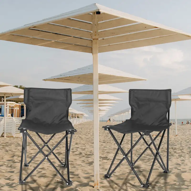 YSSOA Portable Folding Camping Chair with Carry Bag for Adults; Collapsible Anti-Slip Padded Oxford Cloth Stool for Beach; Hiking; Fishing; Gardening; Picnic Color: Black; Size: Large