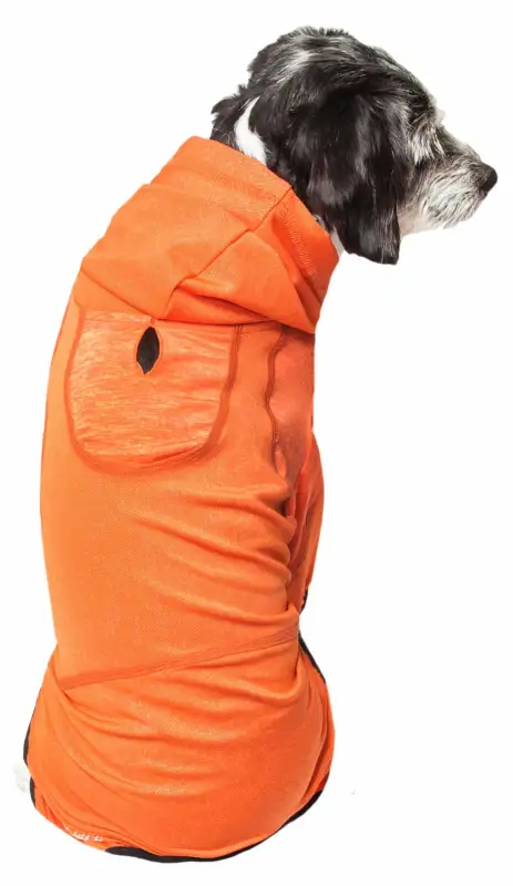 Pet Life Active 'Pawsterity' Heathered Performance 4-Way Stretch Two-Toned Full Bodied Hoodie