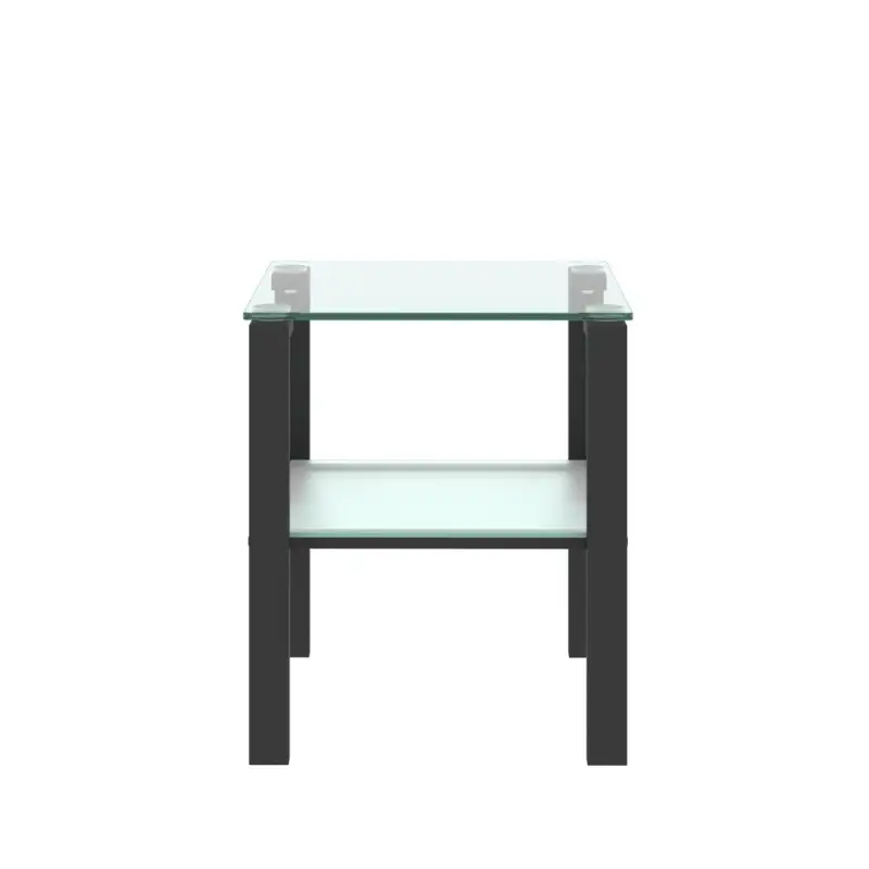 Glass two layer tea table; small round table; bedroom corner table; living room black side table