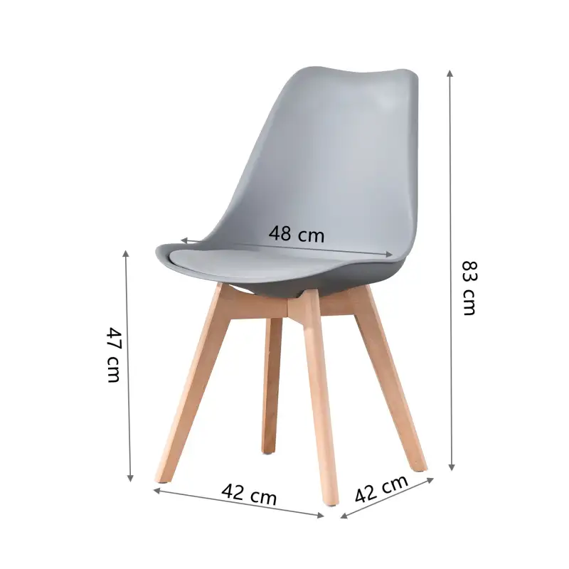 Mid Century Modern Dining Chairs, with Wood Legs, Armless Kitchen Chairs, Shell Lounge Plastic Side Chair with Soft Padded Kitchen, Dining Room, Living Room, Set of 4