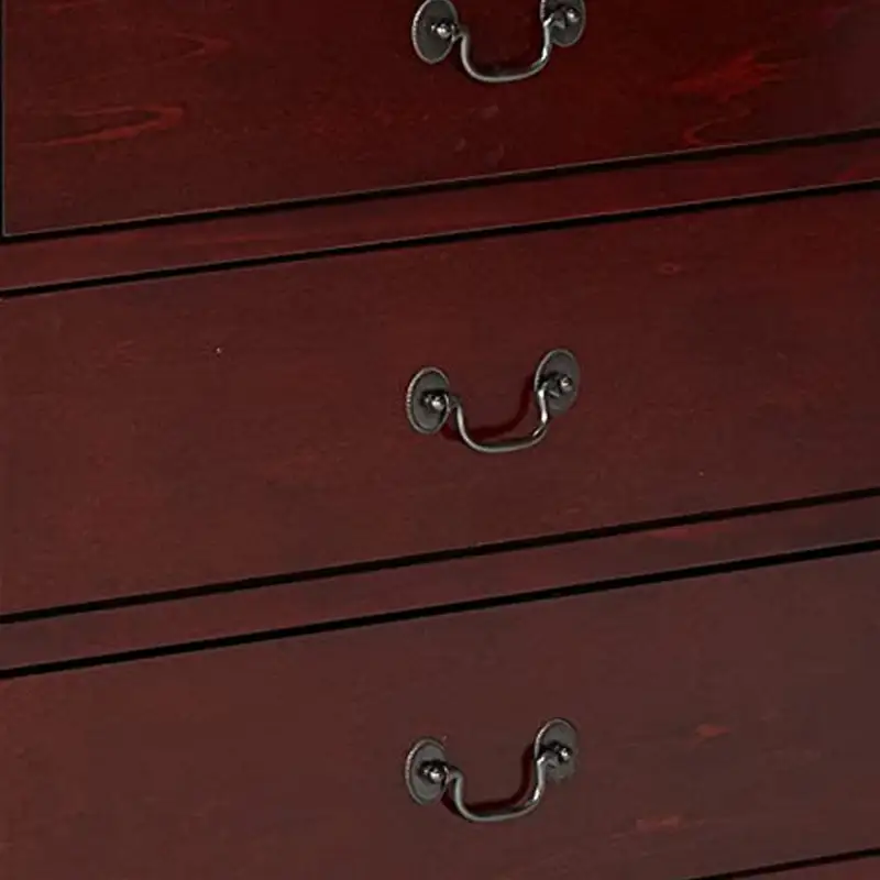 Traditional Style Wooden Dresser with Six Drawers; Cherry Brown
