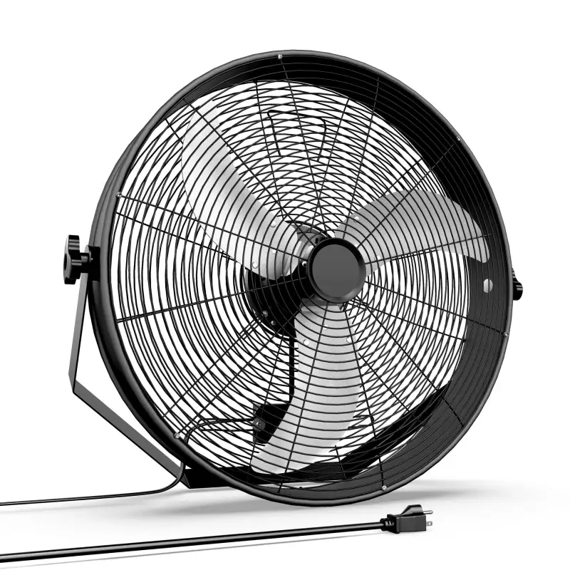 InfiniPower 20 Inch High Velocity Wall Mount Fan with Rack; 3 Speed Industrial/Commercial Metal Ventilation Fan