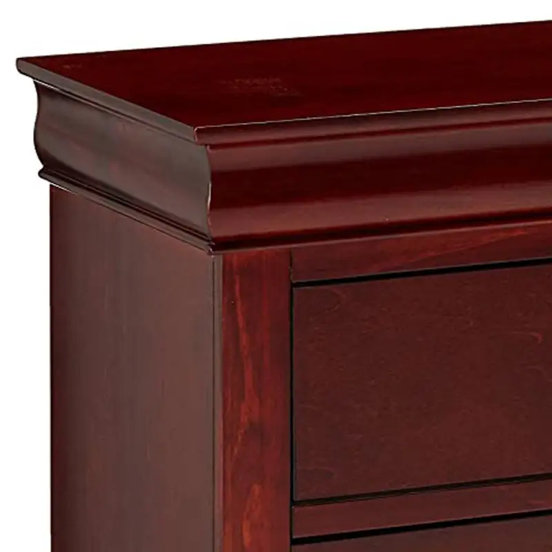Traditional Style Wooden Dresser with Six Drawers; Cherry Brown